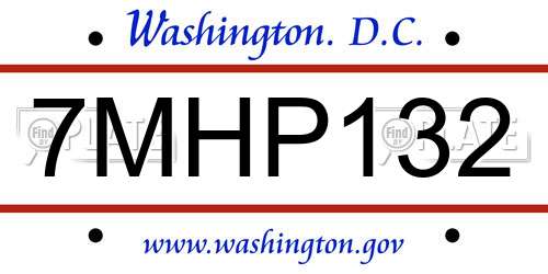 7MHP132 District Of Columbia License Plate
