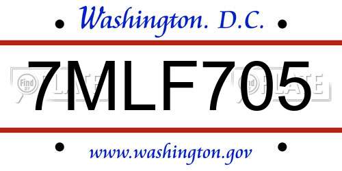 7MLF705 District Of Columbia License Plate