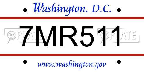 7MR511 District Of Columbia License Plate