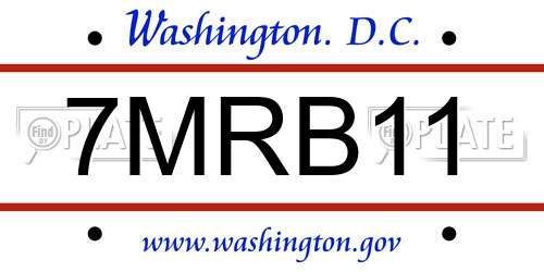 7MRB11 District Of Columbia License Plate