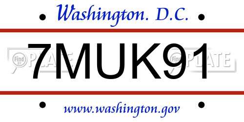 7MUK91 District Of Columbia License Plate