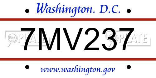 7MV237 District Of Columbia License Plate