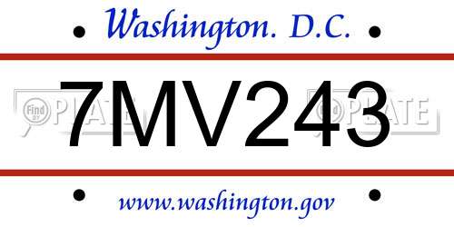 7MV243 District Of Columbia License Plate