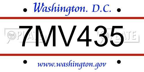 7MV435 District Of Columbia License Plate