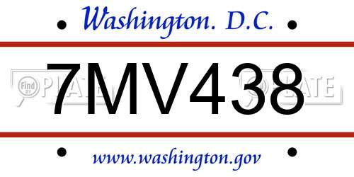 7MV438 District Of Columbia License Plate