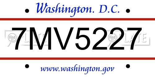 7MV5227 District Of Columbia License Plate
