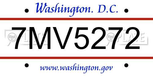 7MV5272 District Of Columbia License Plate