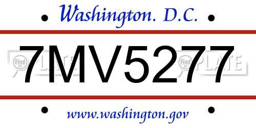 7MV5277 District Of Columbia License Plate