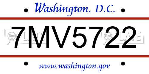 7MV5722 District Of Columbia License Plate