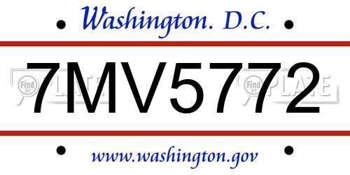 7MV5772 District Of Columbia License Plate