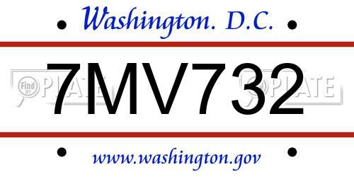 7MV732 District Of Columbia License Plate