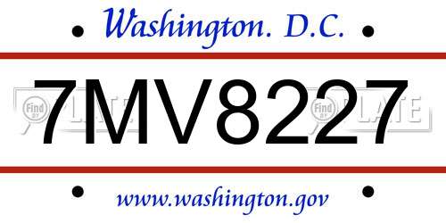 7MV8227 District Of Columbia License Plate