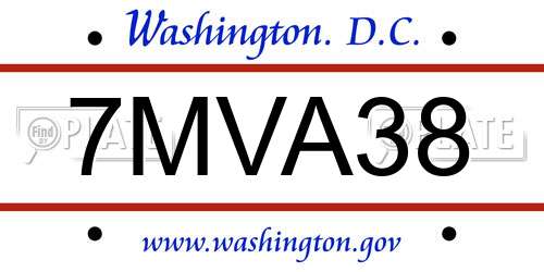 7MVA38 District Of Columbia License Plate