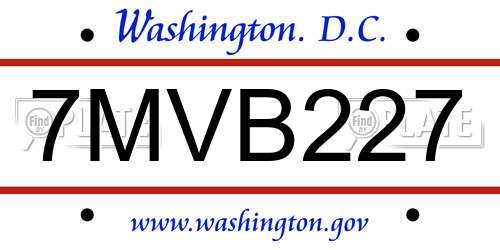7MVB227 District Of Columbia License Plate