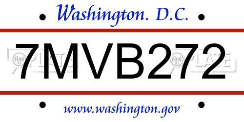 7MVB272 District Of Columbia License Plate