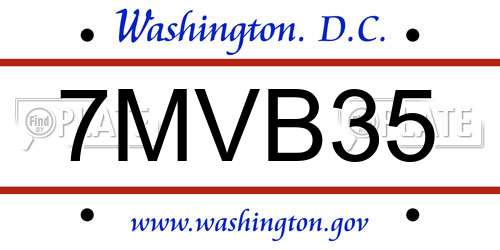 7MVB35 District Of Columbia License Plate