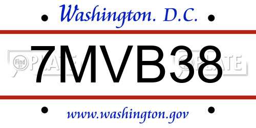 7MVB38 District Of Columbia License Plate