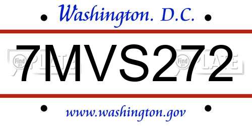 7MVS272 District Of Columbia License Plate