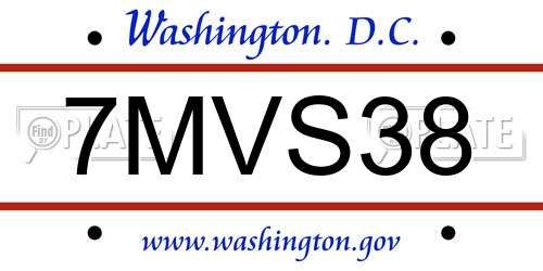 7MVS38 District Of Columbia License Plate