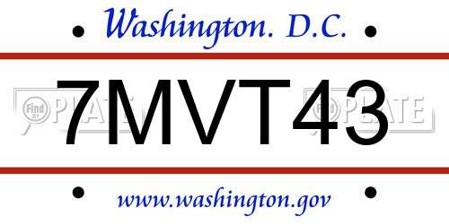 7MVT43 District Of Columbia License Plate