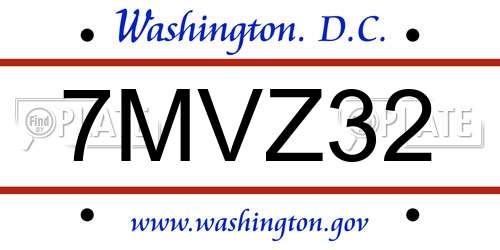 7MVZ32 District Of Columbia License Plate