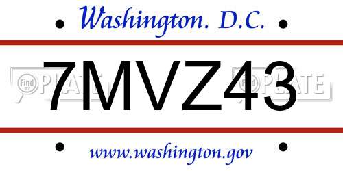 7MVZ43 District Of Columbia License Plate
