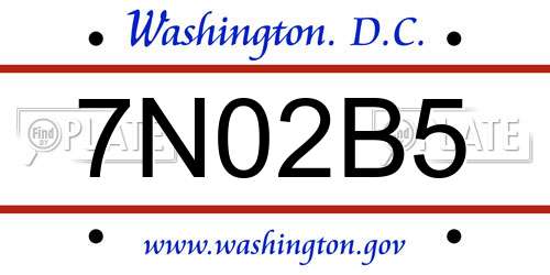 7N02B5 District Of Columbia License Plate