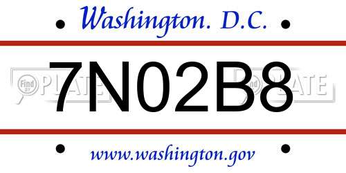 7N02B8 District Of Columbia License Plate