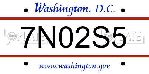 7N02S5 District Of Columbia License Plate