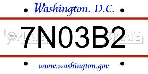 7N03B2 District Of Columbia License Plate