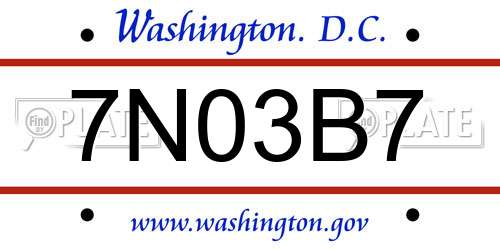 7N03B7 District Of Columbia License Plate