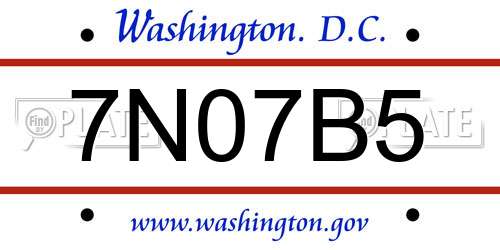 7N07B5 District Of Columbia License Plate
