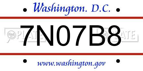7N07B8 District Of Columbia License Plate