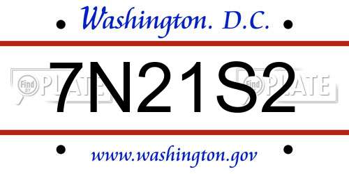 7N21S2 District Of Columbia License Plate