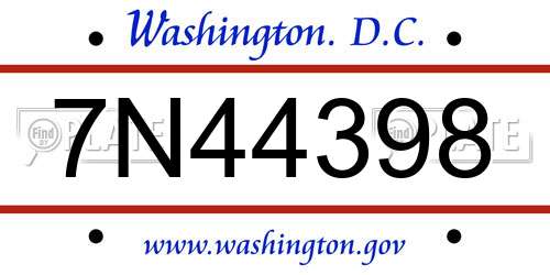 7N44398 District Of Columbia License Plate