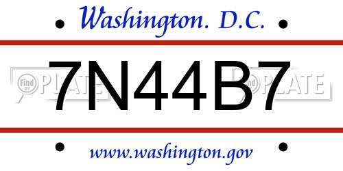 7N44B7 District Of Columbia License Plate