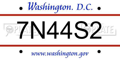 7N44S2 District Of Columbia License Plate