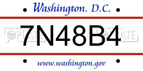7N48B4 District Of Columbia License Plate