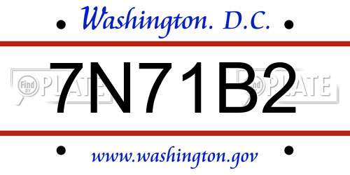 7N71B2 District Of Columbia License Plate