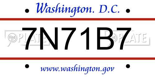 7N71B7 District Of Columbia License Plate