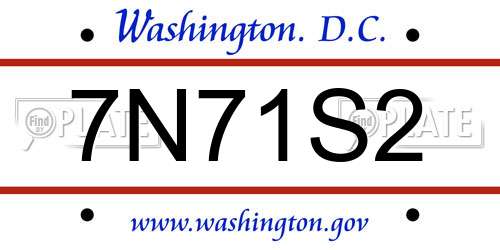 7N71S2 District Of Columbia License Plate