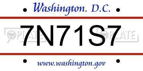 7N71S7 District Of Columbia License Plate