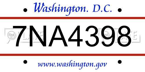 7NA4398 District Of Columbia License Plate
