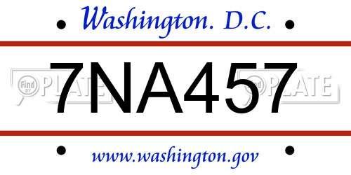 7NA457 District Of Columbia License Plate