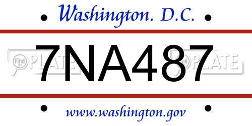 7NA487 District Of Columbia License Plate