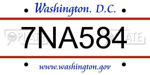7NA584 District Of Columbia License Plate