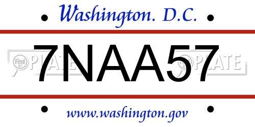 7NAA57 District Of Columbia License Plate