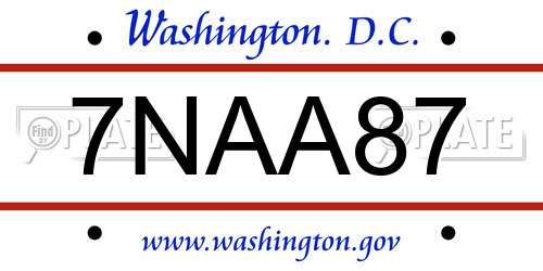 7NAA87 District Of Columbia License Plate