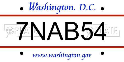 7NAB54 District Of Columbia License Plate