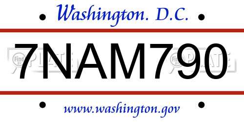 7NAM790 District Of Columbia License Plate